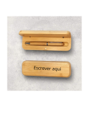 Caixa bambu com esferográfica