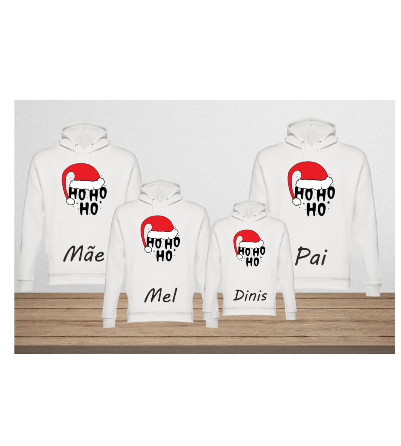 Hoodie família natal Ho Ho Ho